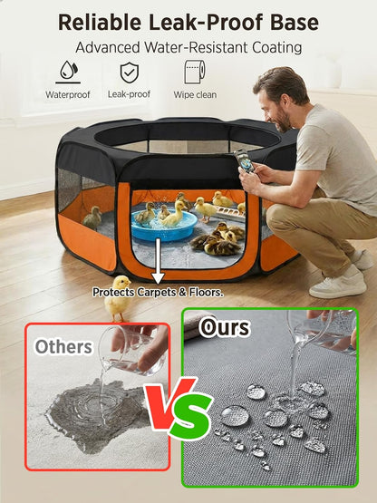 Extra Large Small Animal Playpen, Waterproof Foldable Pet Pen,Dark Grey
