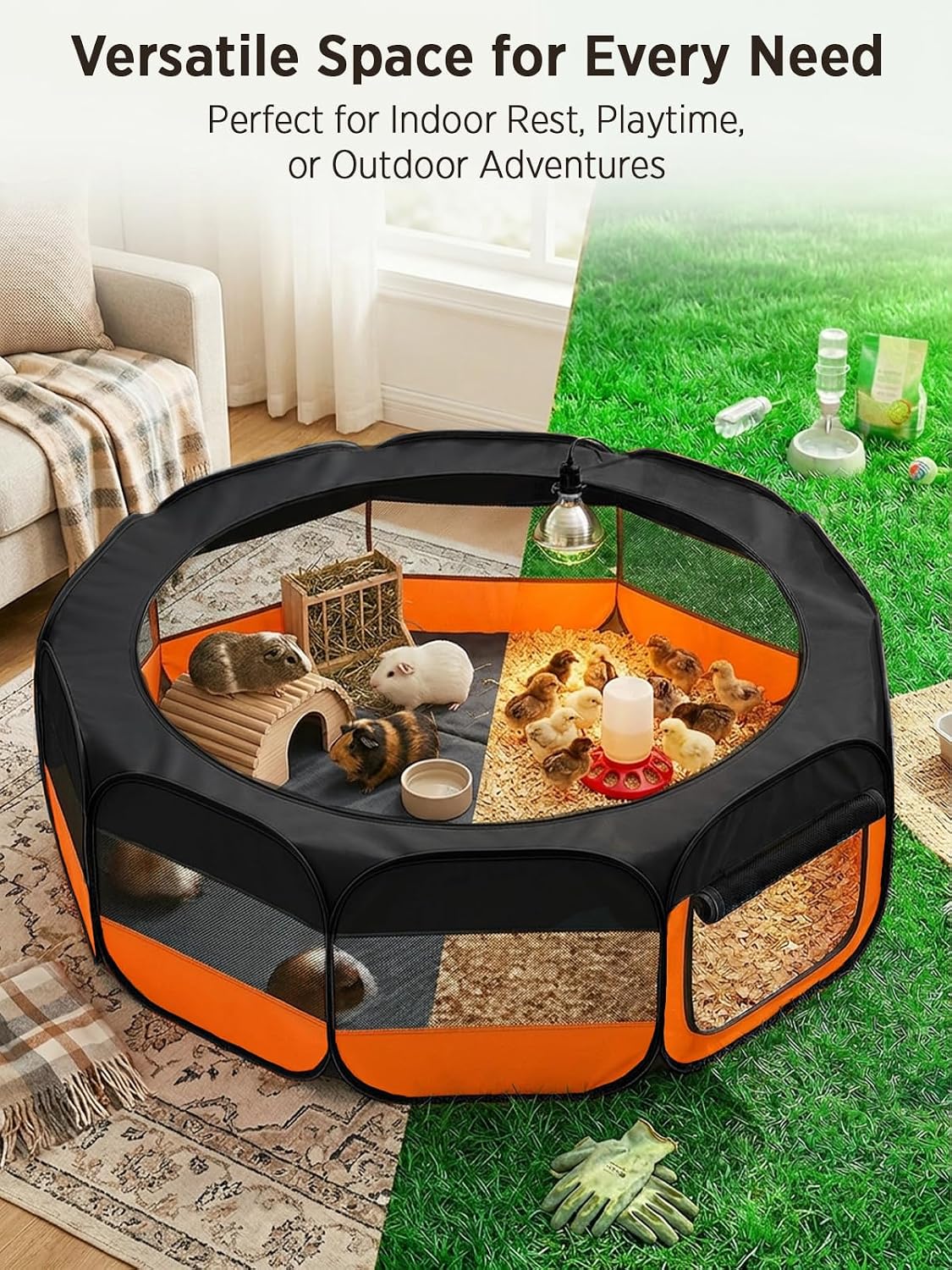 Extra Large Small Animal Playpen, Waterproof Foldable Pet Pen,Dark Grey