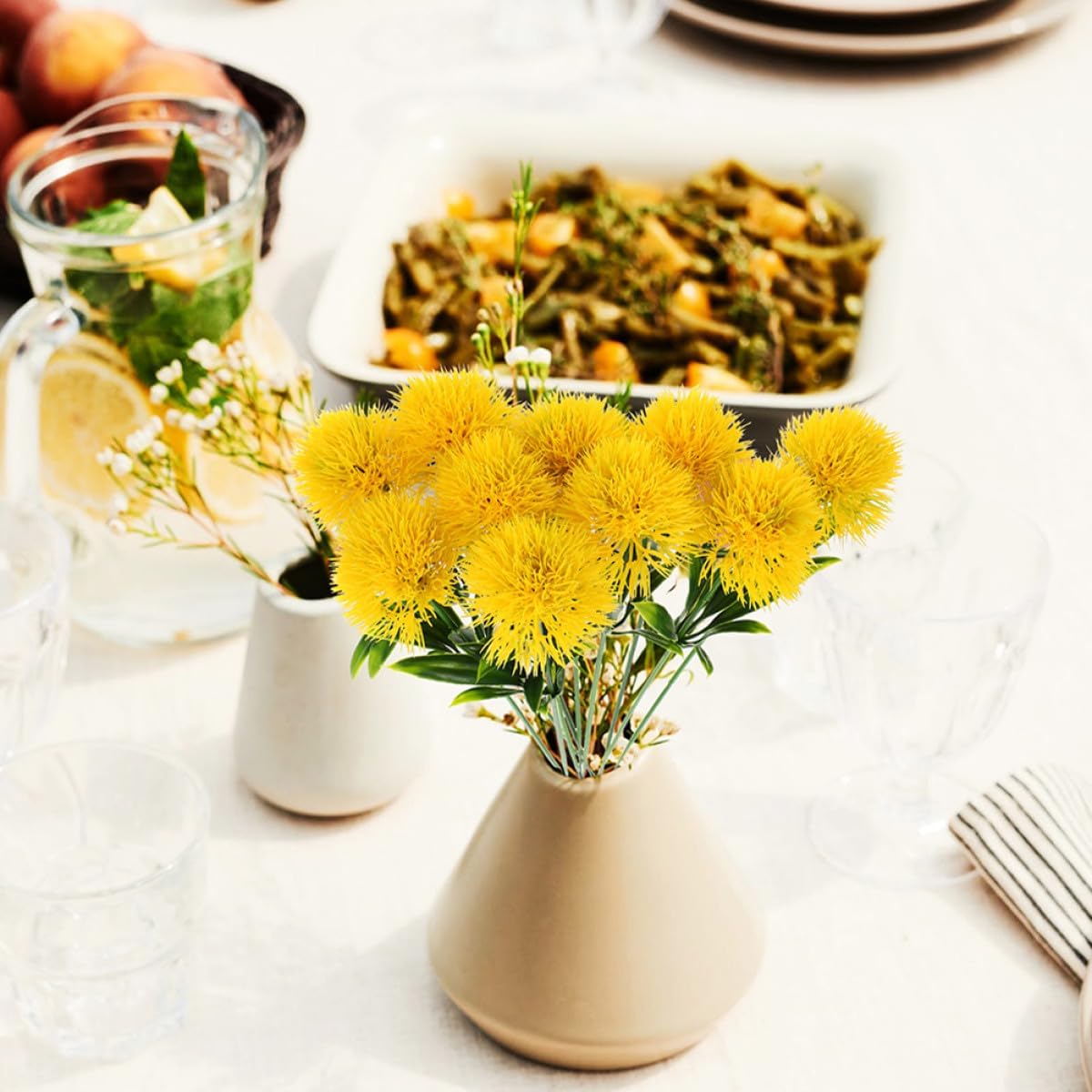Artificial Dandelion Flowers 1.38 Inch Faux Dandelions Bouquet for Home Wedding Table Centerpiece Office and Craft Decoration