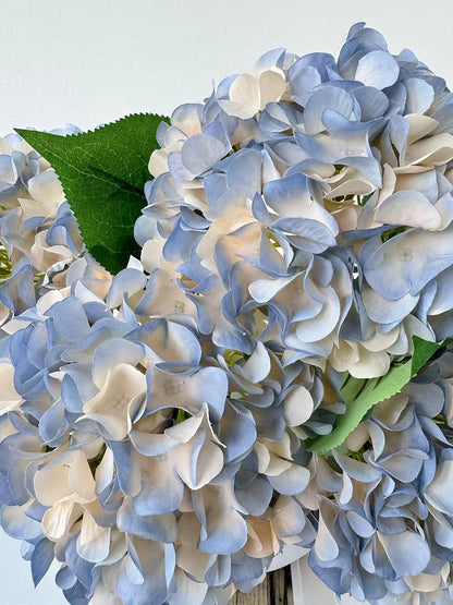5 Pcs Dark Blue Silk Hydrangeas Artificial Flower Boho Dried Touch 20'' Faux Hydrangeas for Fall Indoor Home Decor Kitchen Living Room Outdoor Porch Wedding Flower Arrangement
