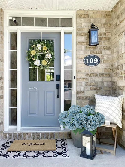 5 Pcs Dark Blue Silk Hydrangeas Artificial Flower Boho Dried Touch 20'' Faux Hydrangeas for Fall Indoor Home Decor Kitchen Living Room Outdoor Porch Wedding Flower Arrangement