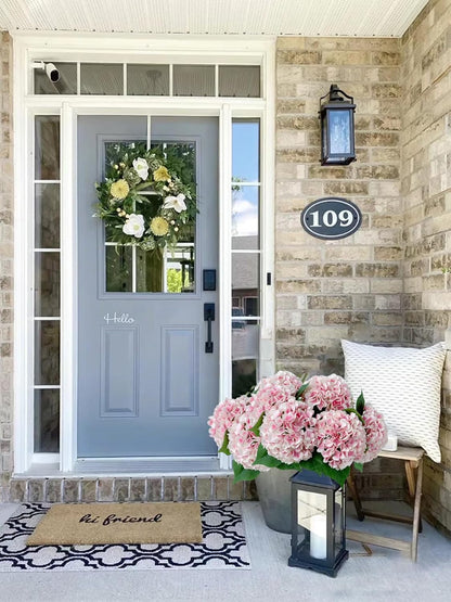 5 Pcs Dark Blue Silk Hydrangeas Artificial Flower Boho Dried Touch 20'' Faux Hydrangeas for Fall Indoor Home Decor Kitchen Living Room Outdoor Porch Wedding Flower Arrangement