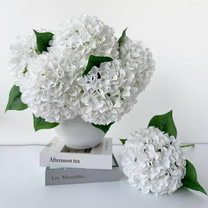 5 Pcs Dark Blue Silk Hydrangeas Artificial Flower Boho Dried Touch 20'' Faux Hydrangeas for Fall Indoor Home Decor Kitchen Living Room Outdoor Porch Wedding Flower Arrangement