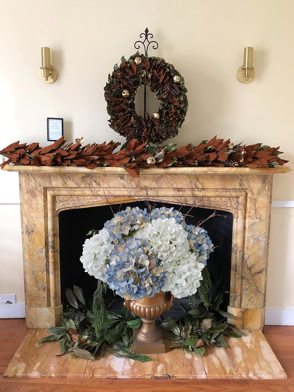 5 Pcs Dark Blue Silk Hydrangeas Artificial Flower Boho Dried Touch 20'' Faux Hydrangeas for Fall Indoor Home Decor Kitchen Living Room Outdoor Porch Wedding Flower Arrangement