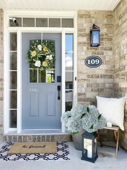 5 Pcs Dark Blue Silk Hydrangeas Artificial Flower Boho Dried Touch 20'' Faux Hydrangeas for Fall Indoor Home Decor Kitchen Living Room Outdoor Porch Wedding Flower Arrangement