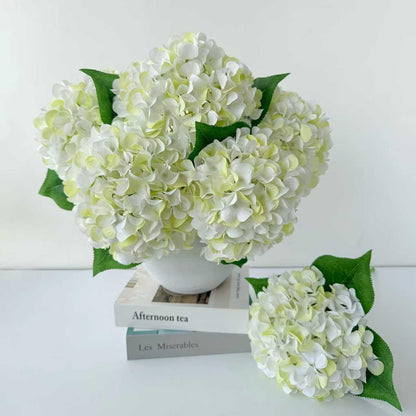 5 Pcs Dark Blue Silk Hydrangeas Artificial Flower Boho Dried Touch 20'' Faux Hydrangeas for Fall Indoor Home Decor Kitchen Living Room Outdoor Porch Wedding Flower Arrangement