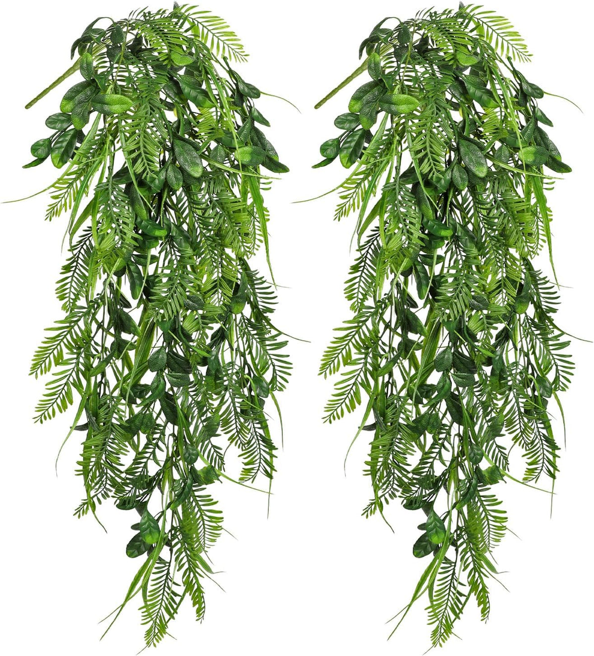 2pcs Artificial Hanging Plants 24" Fake Ivy Vine Faux Ivy Leaves Hanging Plant Greenery for Wall House Room Patio Indoor Outdoor Home Shelf Office Wedding Decor