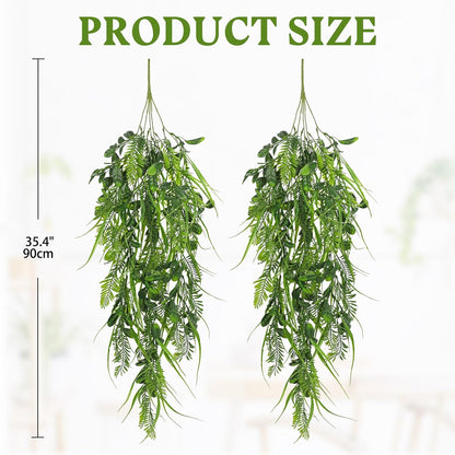 2pcs Artificial Hanging Plants 24" Fake Ivy Vine Faux Ivy Leaves Hanging Plant Greenery for Wall House Room Patio Indoor Outdoor Home Shelf Office Wedding Decor