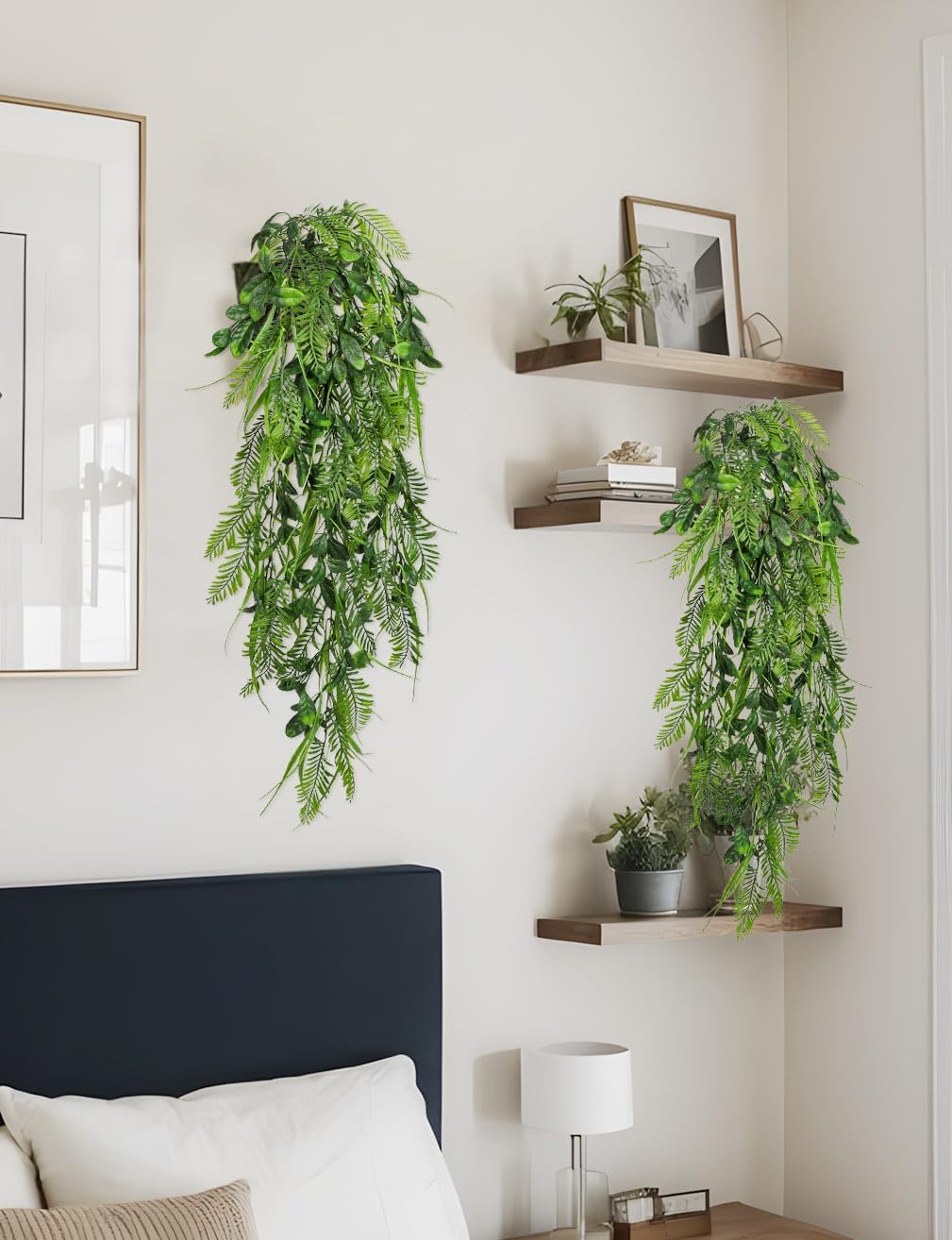 2pcs Artificial Hanging Plants 24" Fake Ivy Vine Faux Ivy Leaves Hanging Plant Greenery for Wall House Room Patio Indoor Outdoor Home Shelf Office Wedding Decor