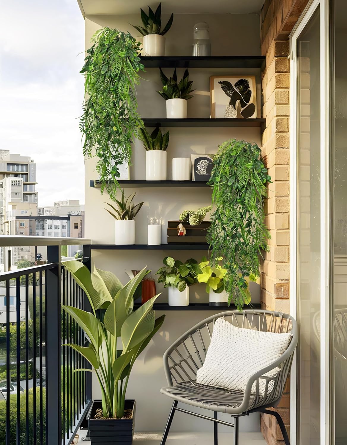 2pcs Artificial Hanging Plants 24" Fake Ivy Vine Faux Ivy Leaves Hanging Plant Greenery for Wall House Room Patio Indoor Outdoor Home Shelf Office Wedding Decor