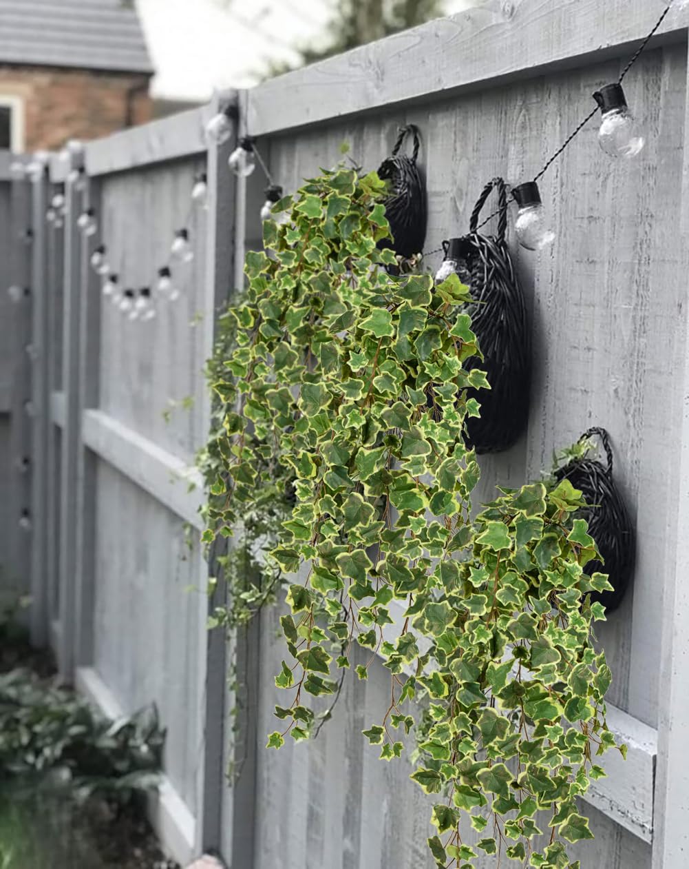 2pcs Artificial Hanging Plants 24" Fake Ivy Vine Faux Ivy Leaves Hanging Plant Greenery for Wall House Room Patio Indoor Outdoor Home Shelf Office Wedding Decor