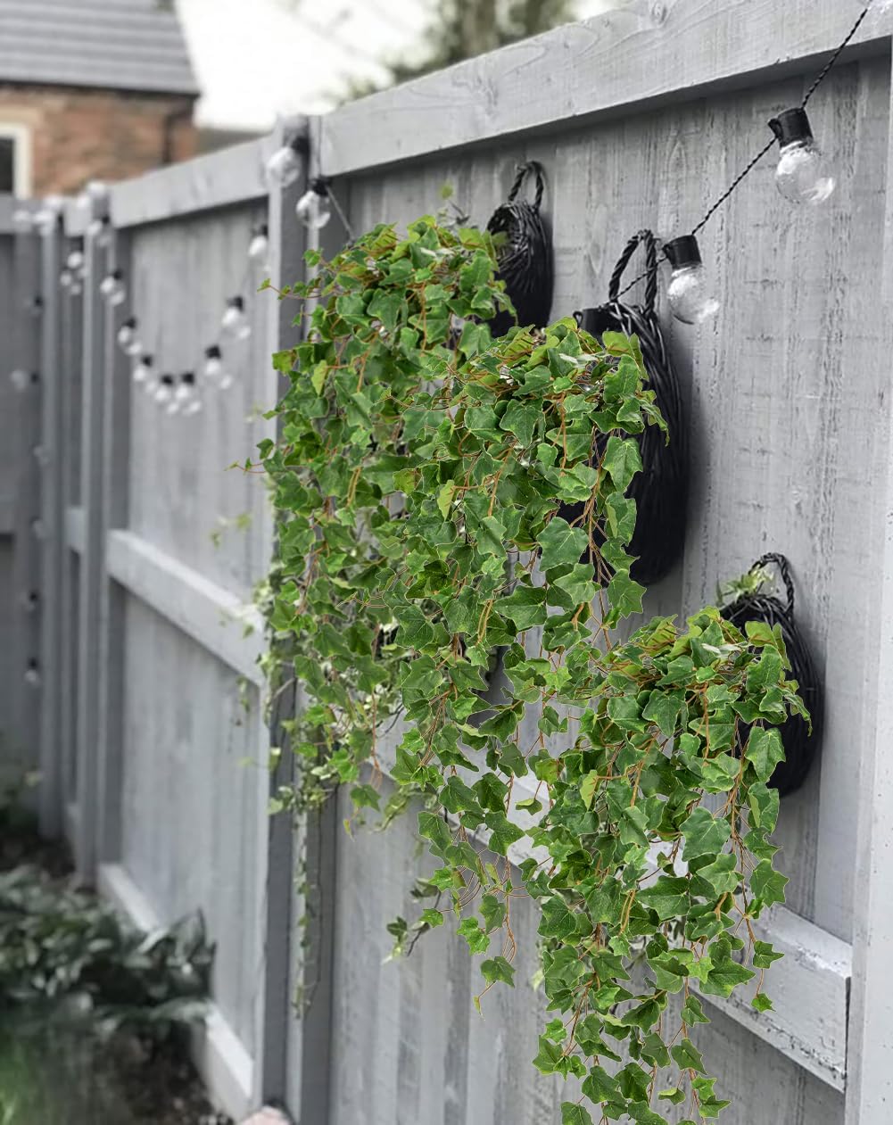 2pcs Artificial Hanging Plants 24" Fake Ivy Vine Faux Ivy Leaves Hanging Plant Greenery for Wall House Room Patio Indoor Outdoor Home Shelf Office Wedding Decor