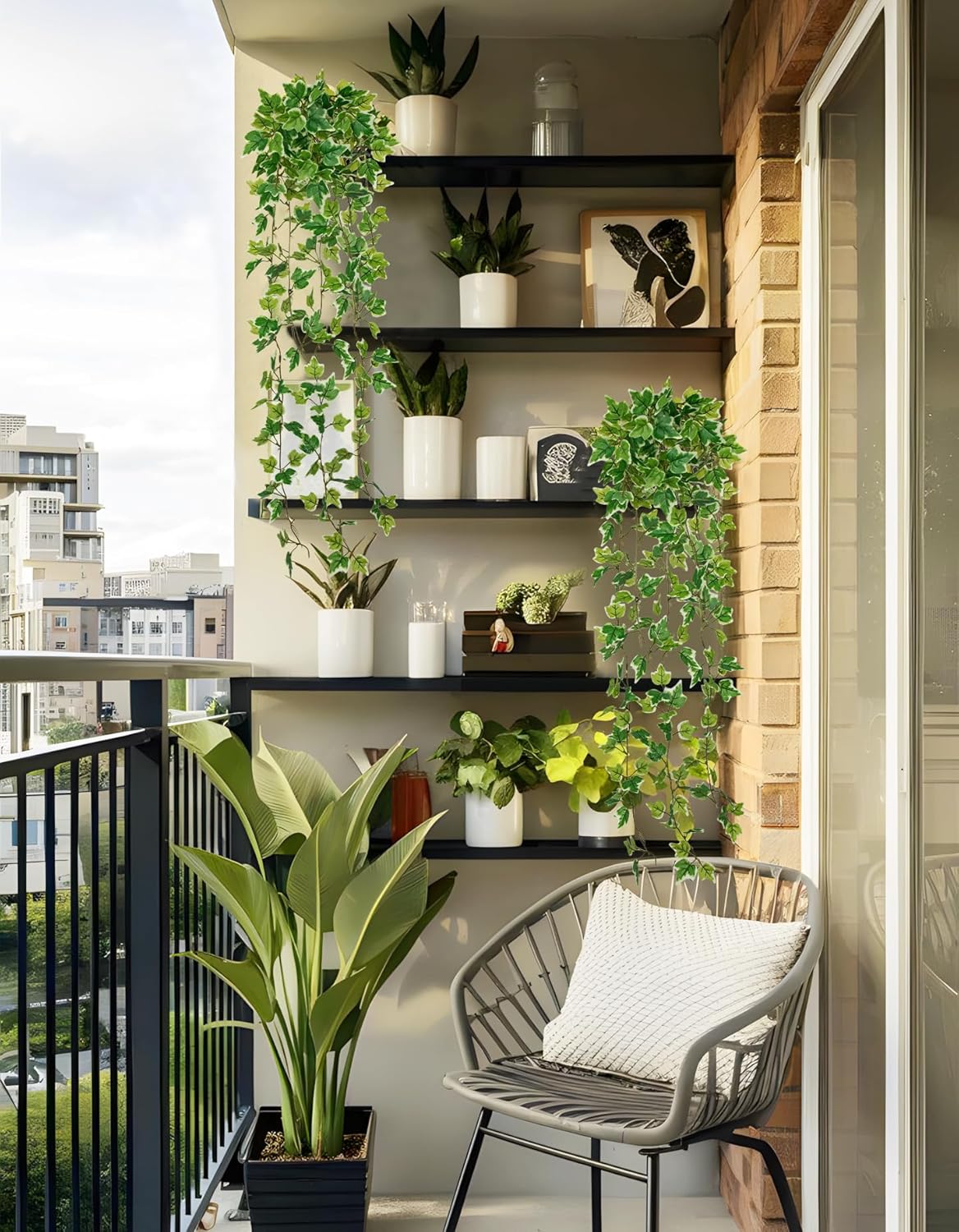 2pcs Artificial Hanging Plants 24" Fake Ivy Vine Faux Ivy Leaves Hanging Plant Greenery for Wall House Room Patio Indoor Outdoor Home Shelf Office Wedding Decor