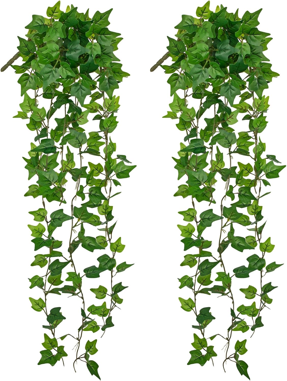 2pcs Artificial Hanging Plants 24" Fake Ivy Vine Faux Ivy Leaves Hanging Plant Greenery for Wall House Room Patio Indoor Outdoor Home Shelf Office Wedding Decor