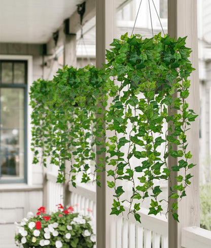 2pcs Artificial Hanging Plants 24" Fake Ivy Vine Faux Ivy Leaves Hanging Plant Greenery for Wall House Room Patio Indoor Outdoor Home Shelf Office Wedding Decor