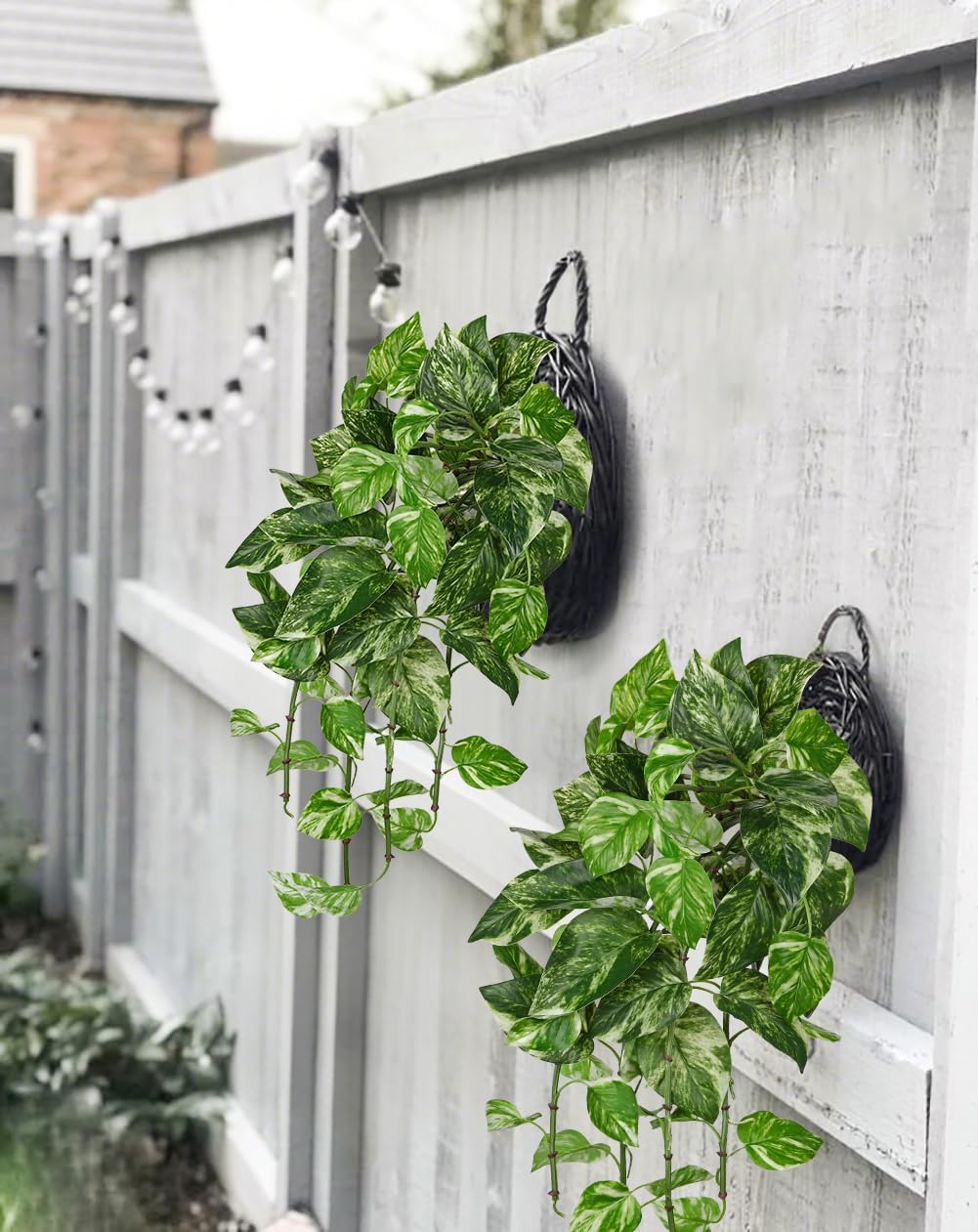 2pcs Artificial Hanging Plants 24" Fake Ivy Vine Faux Ivy Leaves Hanging Plant Greenery for Wall House Room Patio Indoor Outdoor Home Shelf Office Wedding Decor