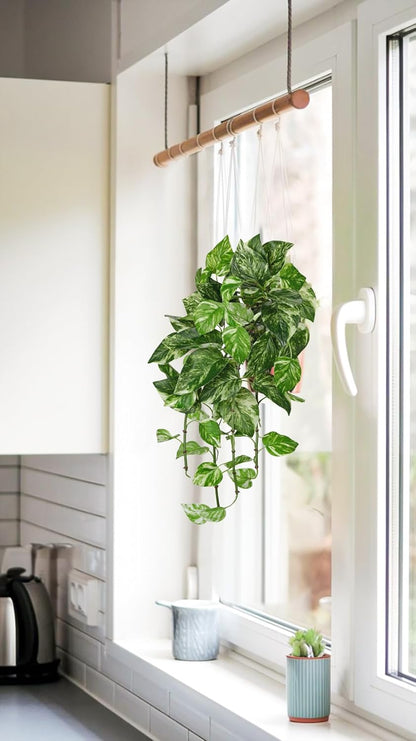 2pcs Artificial Hanging Plants 24" Fake Ivy Vine Faux Ivy Leaves Hanging Plant Greenery for Wall House Room Patio Indoor Outdoor Home Shelf Office Wedding Decor