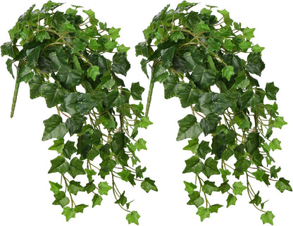 2pcs Artificial Hanging Plants 24" Fake Ivy Vine Faux Ivy Leaves Hanging Plant Greenery for Wall House Room Patio Indoor Outdoor Home Shelf Office Wedding Decor