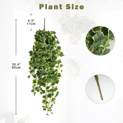 2pcs Artificial Hanging Plants 24" Fake Ivy Vine Faux Ivy Leaves Hanging Plant Greenery for Wall House Room Patio Indoor Outdoor Home Shelf Office Wedding Decor