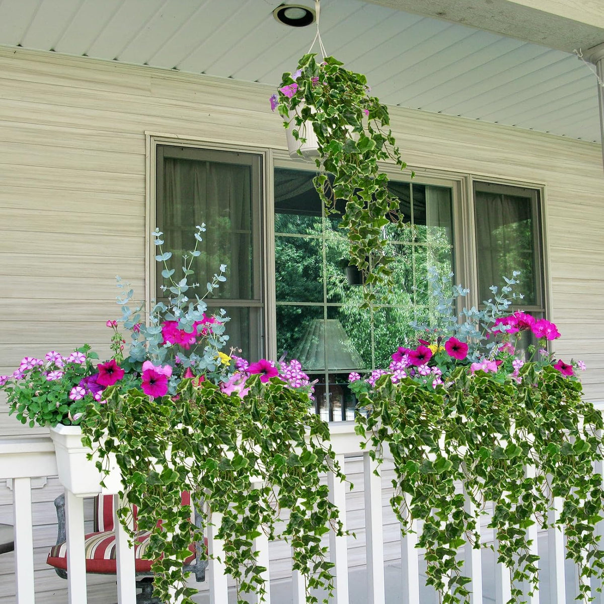 2pcs Artificial Hanging Plants 24" Fake Ivy Vine Faux Ivy Leaves Hanging Plant Greenery for Wall House Room Patio Indoor Outdoor Home Shelf Office Wedding Decor