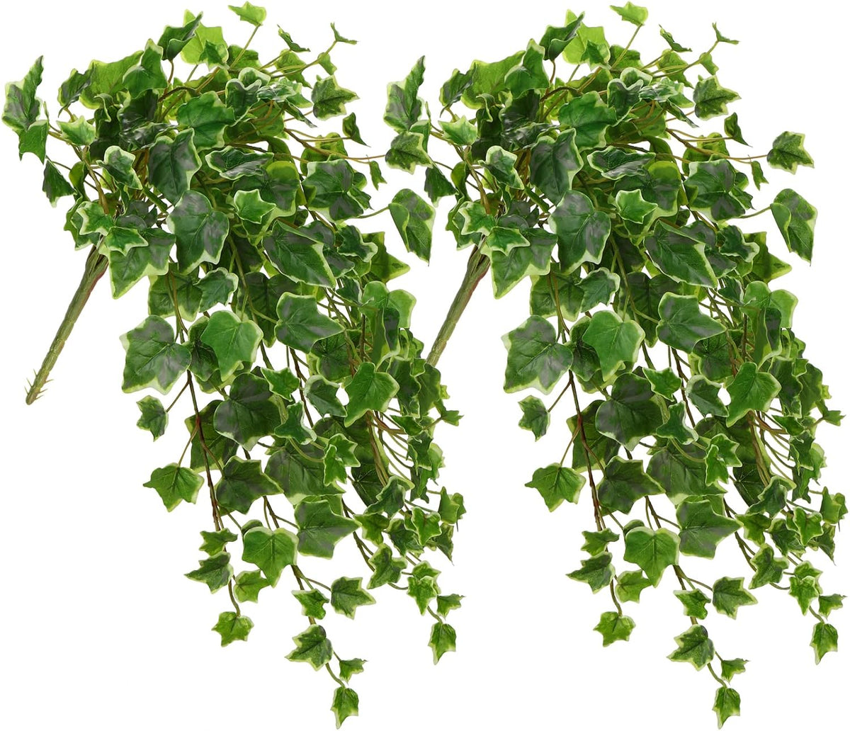 2pcs Artificial Hanging Plants 24" Fake Ivy Vine Faux Ivy Leaves Hanging Plant Greenery for Wall House Room Patio Indoor Outdoor Home Shelf Office Wedding Decor
