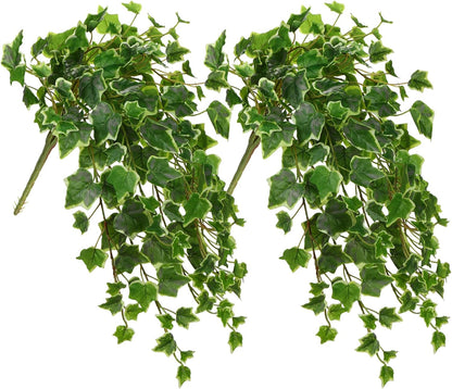 2pcs Artificial Hanging Plants 24" Fake Ivy Vine Faux Ivy Leaves Hanging Plant Greenery for Wall House Room Patio Indoor Outdoor Home Shelf Office Wedding Decor
