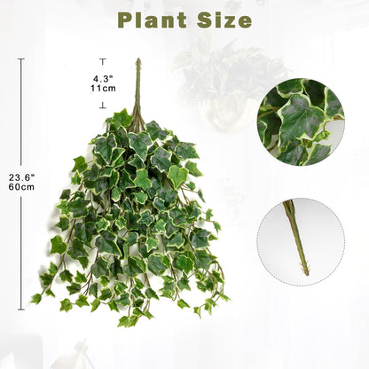 2pcs Artificial Hanging Plants 24" Fake Ivy Vine Faux Ivy Leaves Hanging Plant Greenery for Wall House Room Patio Indoor Outdoor Home Shelf Office Wedding Decor