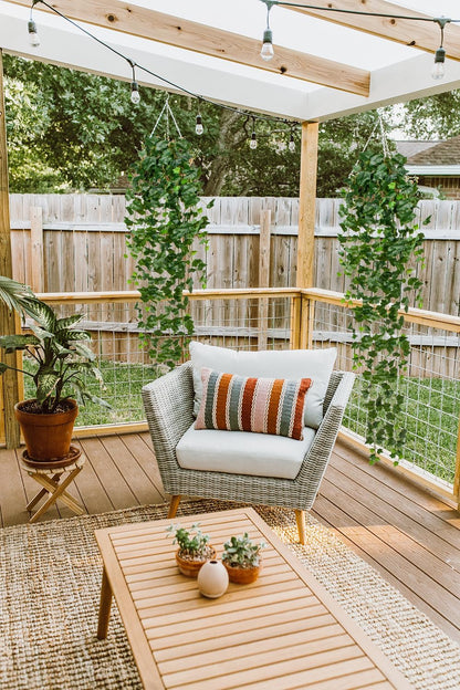 2pcs Artificial Hanging Plants 24" Fake Ivy Vine Faux Ivy Leaves Hanging Plant Greenery for Wall House Room Patio Indoor Outdoor Home Shelf Office Wedding Decor