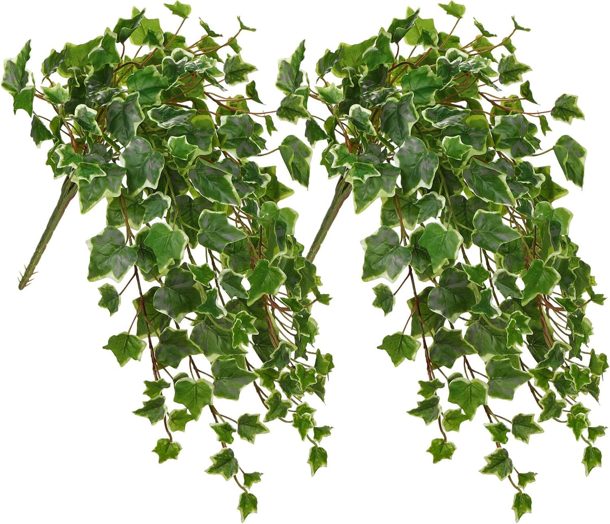 2pcs Artificial Hanging Plants 24" Fake Ivy Vine Faux Ivy Leaves Hanging Plant Greenery for Wall House Room Patio Indoor Outdoor Home Shelf Office Wedding Decor