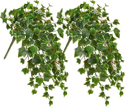 2pcs Artificial Hanging Plants 24" Fake Ivy Vine Faux Ivy Leaves Hanging Plant Greenery for Wall House Room Patio Indoor Outdoor Home Shelf Office Wedding Decor