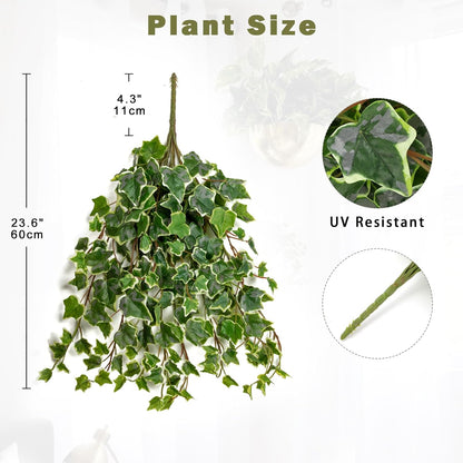 2pcs Artificial Hanging Plants 24" Fake Ivy Vine Faux Ivy Leaves Hanging Plant Greenery for Wall House Room Patio Indoor Outdoor Home Shelf Office Wedding Decor