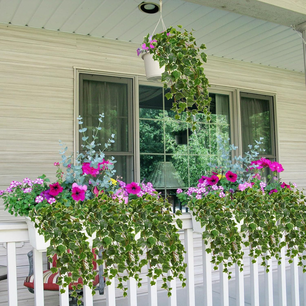 2pcs Artificial Hanging Plants 24" Fake Ivy Vine Faux Ivy Leaves Hanging Plant Greenery for Wall House Room Patio Indoor Outdoor Home Shelf Office Wedding Decor