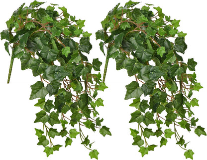 2pcs Artificial Hanging Plants 24" Fake Ivy Vine Faux Ivy Leaves Hanging Plant Greenery for Wall House Room Patio Indoor Outdoor Home Shelf Office Wedding Decor