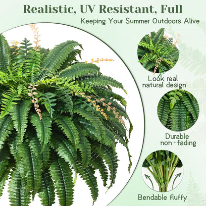 48 inch 128 Leaves Artificial Ferns for Outdoors Look Real Fake Ferns