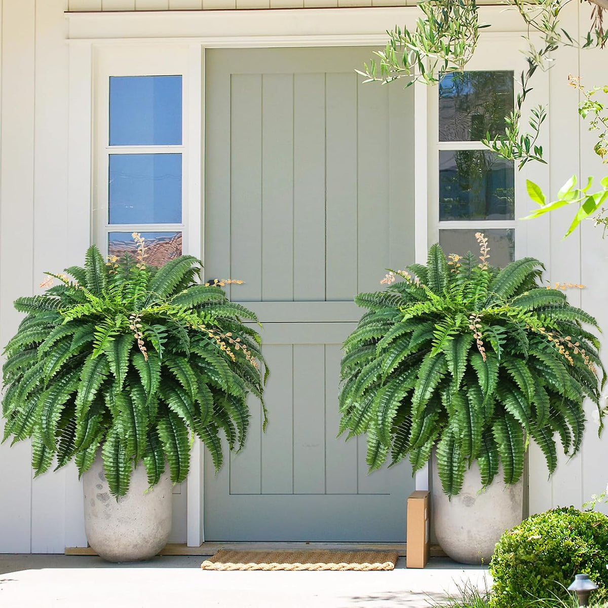 48 inch 128 Leaves Artificial Ferns for Outdoors Look Real Fake Ferns
