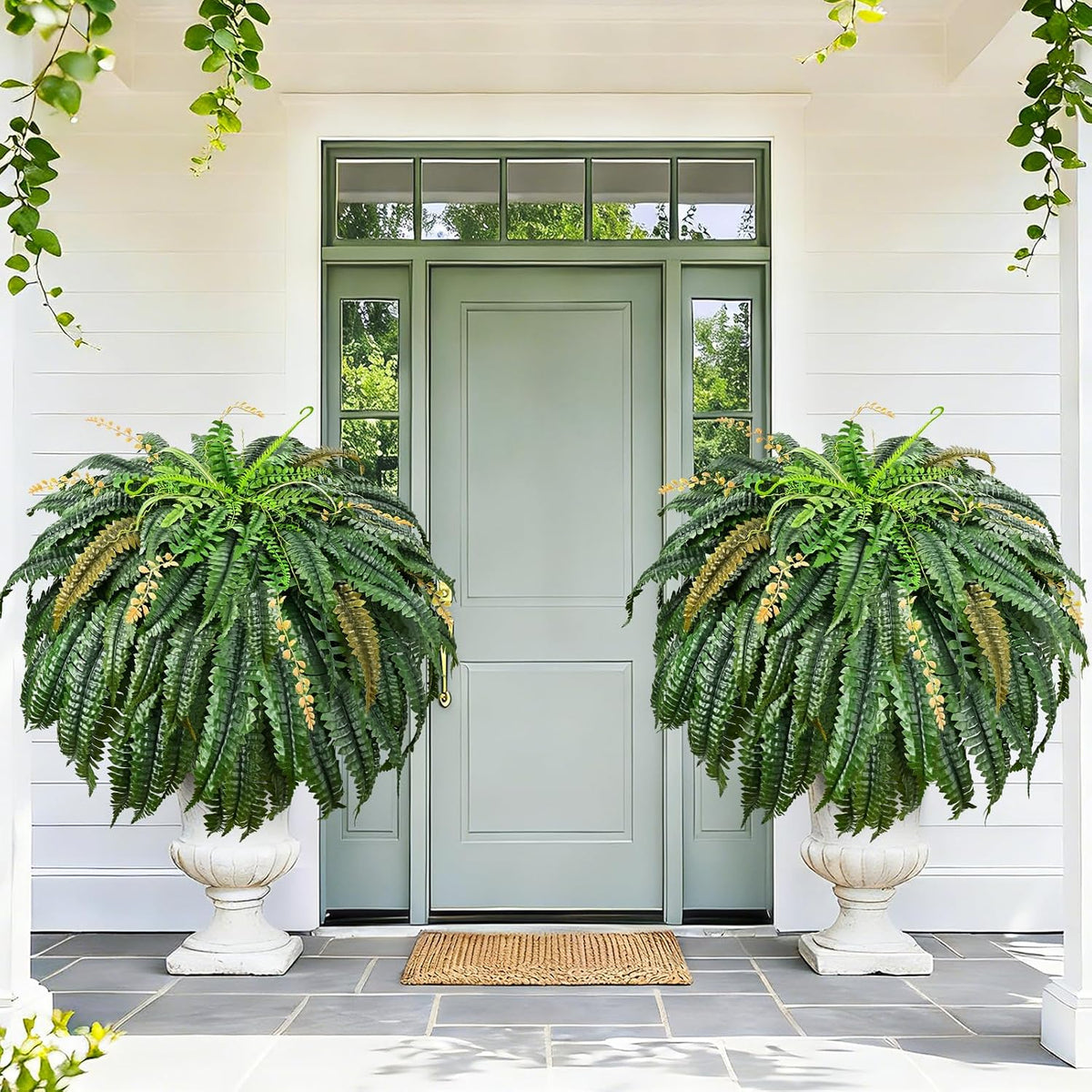 48 inch 128 Leaves Artificial Ferns for Outdoors Look Real Fake Ferns