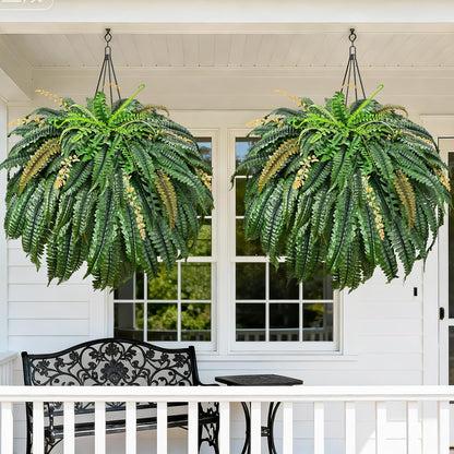 48 inch 128 Leaves Artificial Ferns for Outdoors Look Real Fake Ferns
