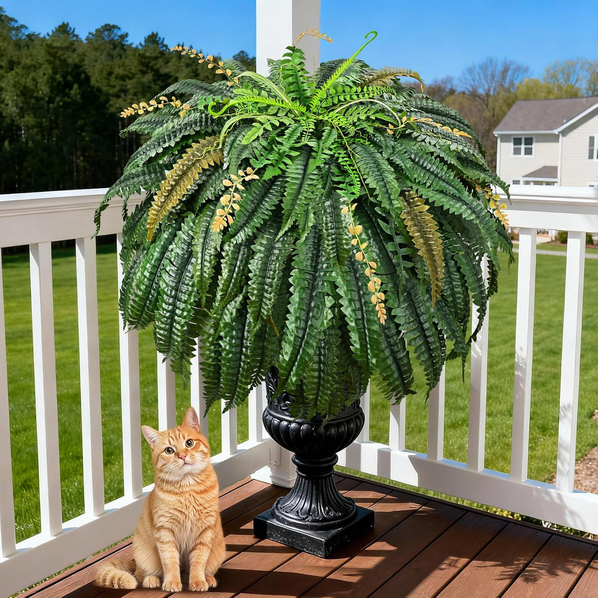 48 inch 128 Leaves Artificial Ferns for Outdoors Look Real Fake Ferns