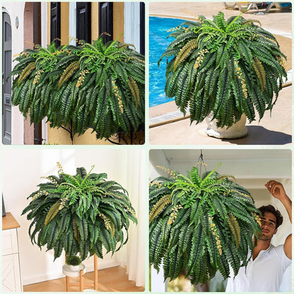 48 inch 128 Leaves Artificial Ferns for Outdoors Look Real Fake Ferns