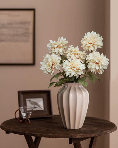 6PCS Artificial Dahlia Flowers,23.5" Long Stems(Light Champagne)