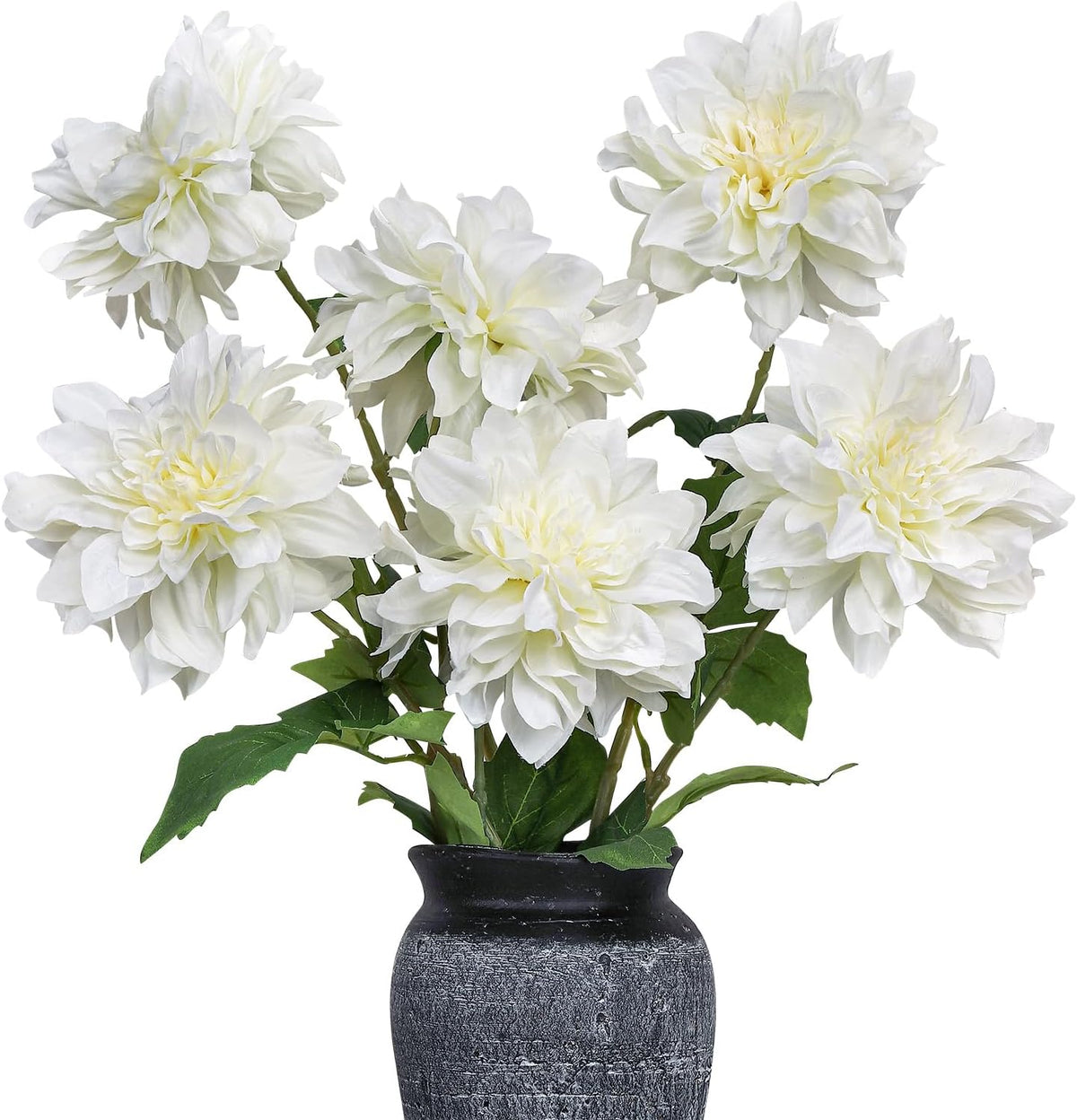 6PCS Artificial Dahlia Flowers,23.5" Long Stems(Light Champagne)