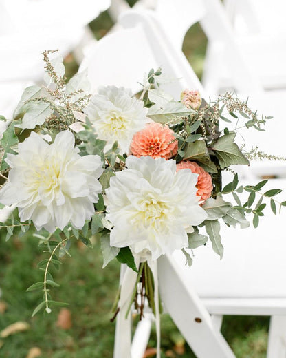 6PCS Artificial Dahlia Flowers,23.5" Long Stems(Light Champagne)