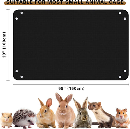 Waterproof Pet Playpen Mats for Bunny, 1 Pack Plastic Floor Mat 59 x 39 in, Reusable Black Cage Liner for Hamsters, Ferrets, Guinea Pig, Rabbits and Other Small Animals