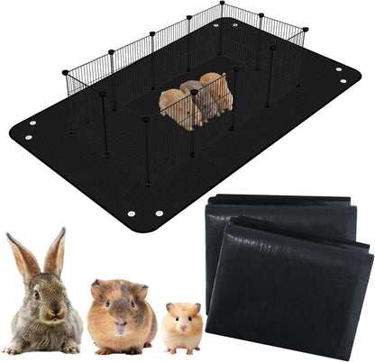 Waterproof Pet Playpen Mats for Bunny, 1 Pack Plastic Floor Mat 59 x 39 in, Reusable Black Cage Liner for Hamsters, Ferrets, Guinea Pig, Rabbits and Other Small Animals