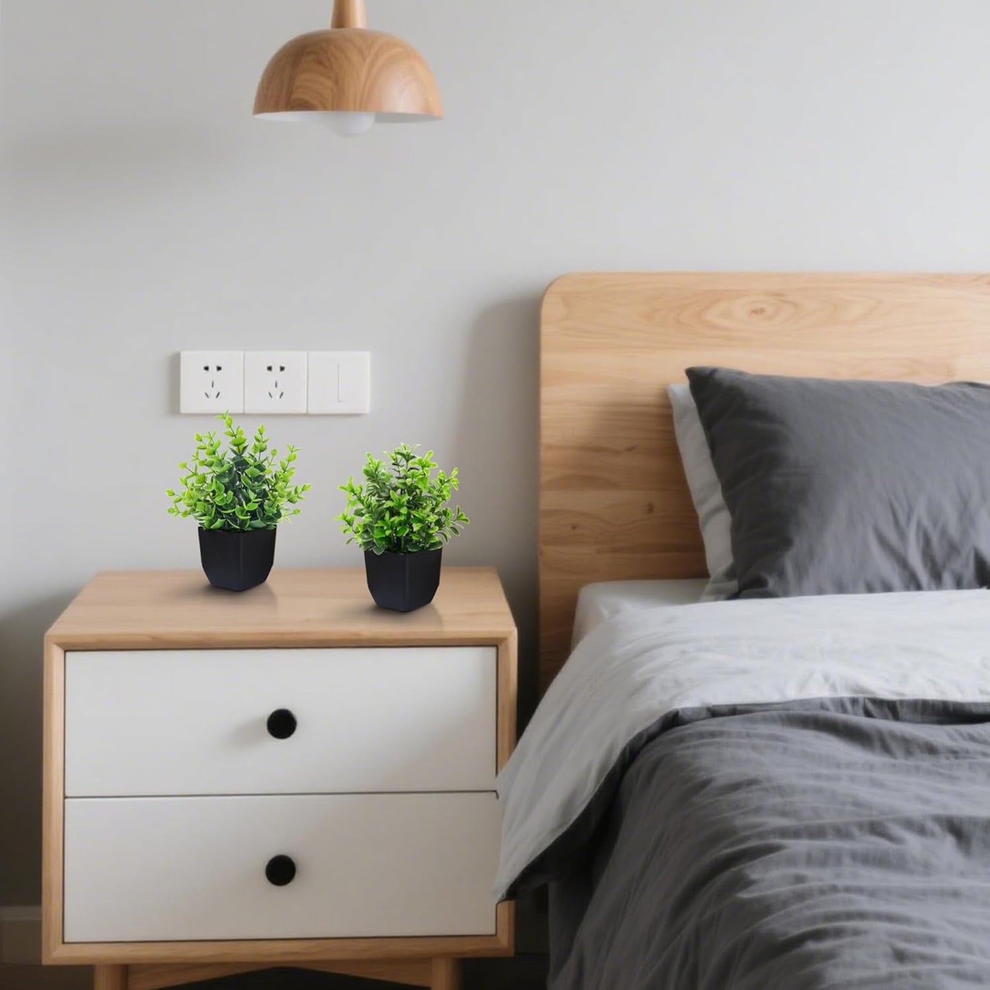 4 Pack Mini Fake Plants, Artificial Plants for Bathroom Home Decor | Frosted eucalyptus look, easy-care artificial greenery, for desk shelf windowsill office tabletop dorm and classroom decor