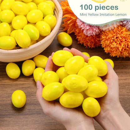 100 Pcs Fake Lemons Decor Artificial Faux Lemon Bowl Filler, 1.2x1.8 in