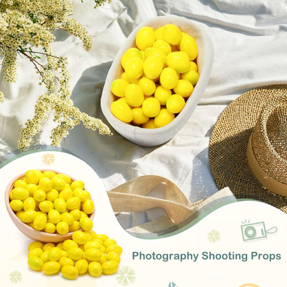 100 Pcs Fake Lemons Decor Artificial Faux Lemon Bowl Filler, 1.2x1.8 in