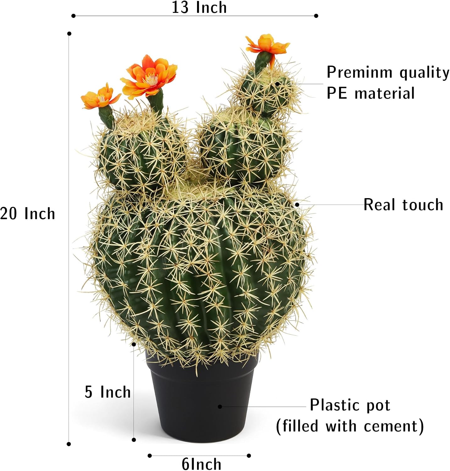 Artificial Cactus Fake Big Cactus 24 Inch Faux Cacti Plants for Home Garden Office Store Decoration