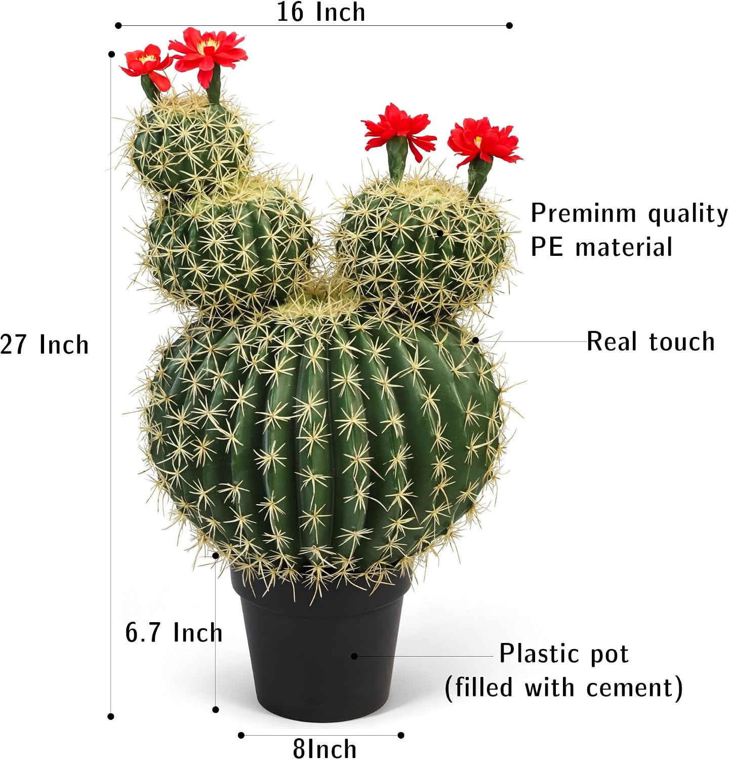 Artificial Cactus Fake Big Cactus 24 Inch Faux Cacti Plants for Home Garden Office Store Decoration