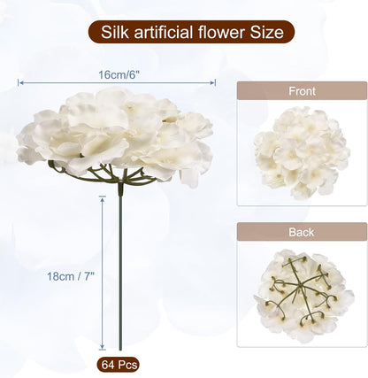 Silk Artificial Hydrangea Flowers, Pink Artificial Flowers Heads with Stems, Full Hydrangea Flowers for Wedding Centerpieces, Party Decoration 30 Set